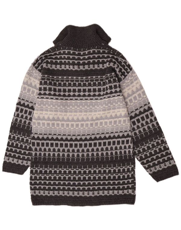 Camelot Mens Zip Neck Jumper Sweater Small Grey Geometric Classic