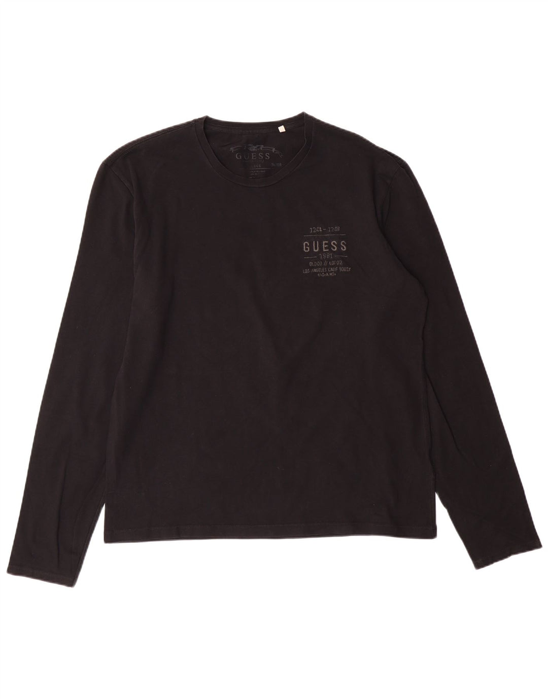 Top GUESS Uomo Manica Lunga XL Cotone Nero