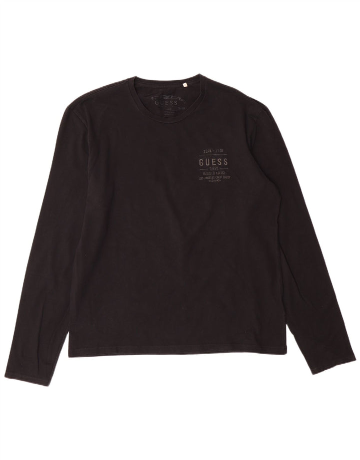 Top GUESS Uomo Manica Lunga XL Cotone Nero