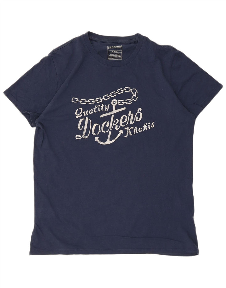 Dockers Mens Khakis Graphic T-Shirt Top Medium Navy Blue Cotton