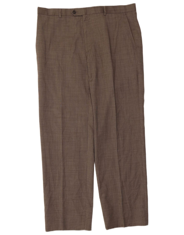 Marks & Spencer Mens Straight Suit Trousers W38 L31 Grey New Wool