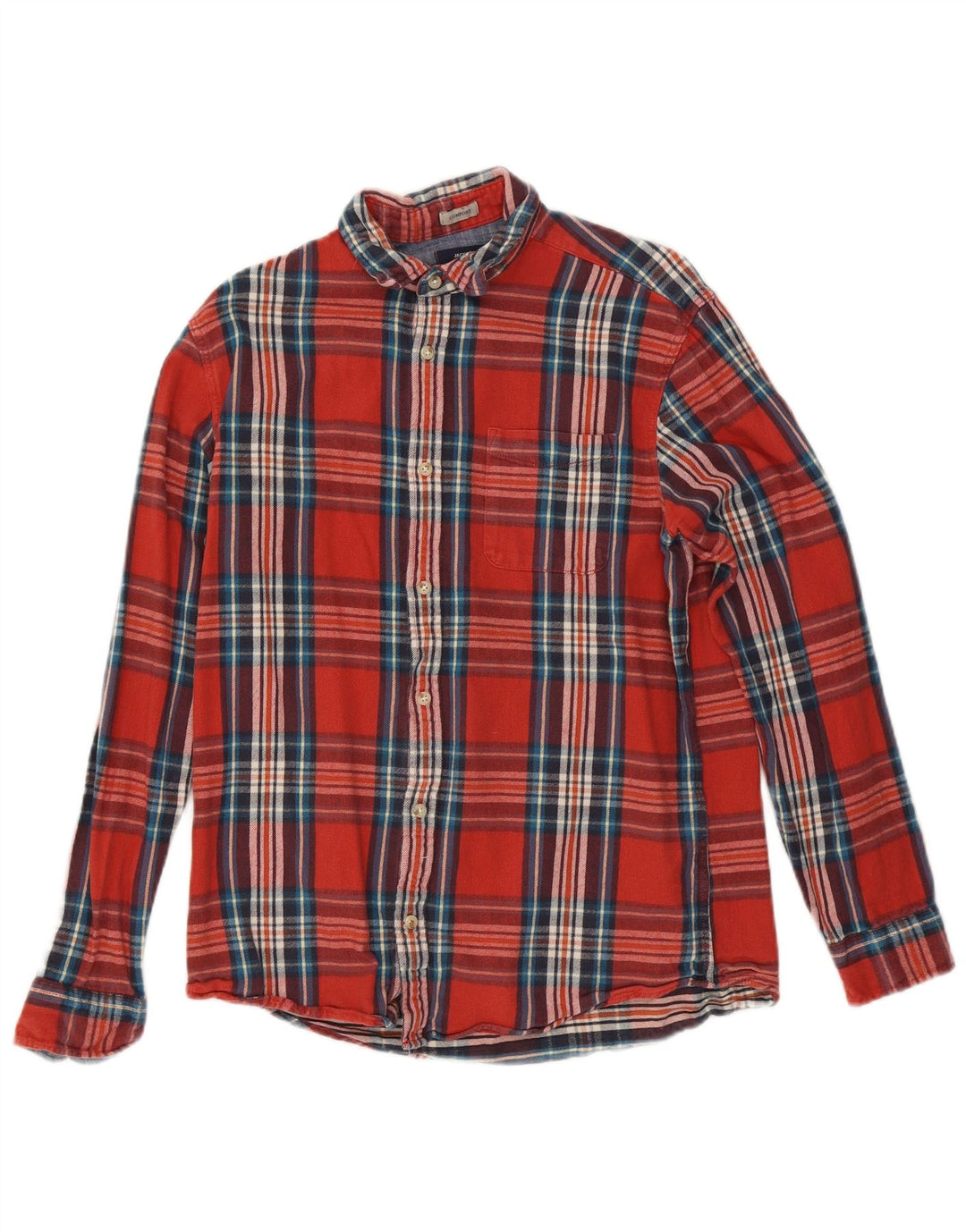 Jack & Jones Herren-Flanellhemd, groß, rot kariert, Baumwolle