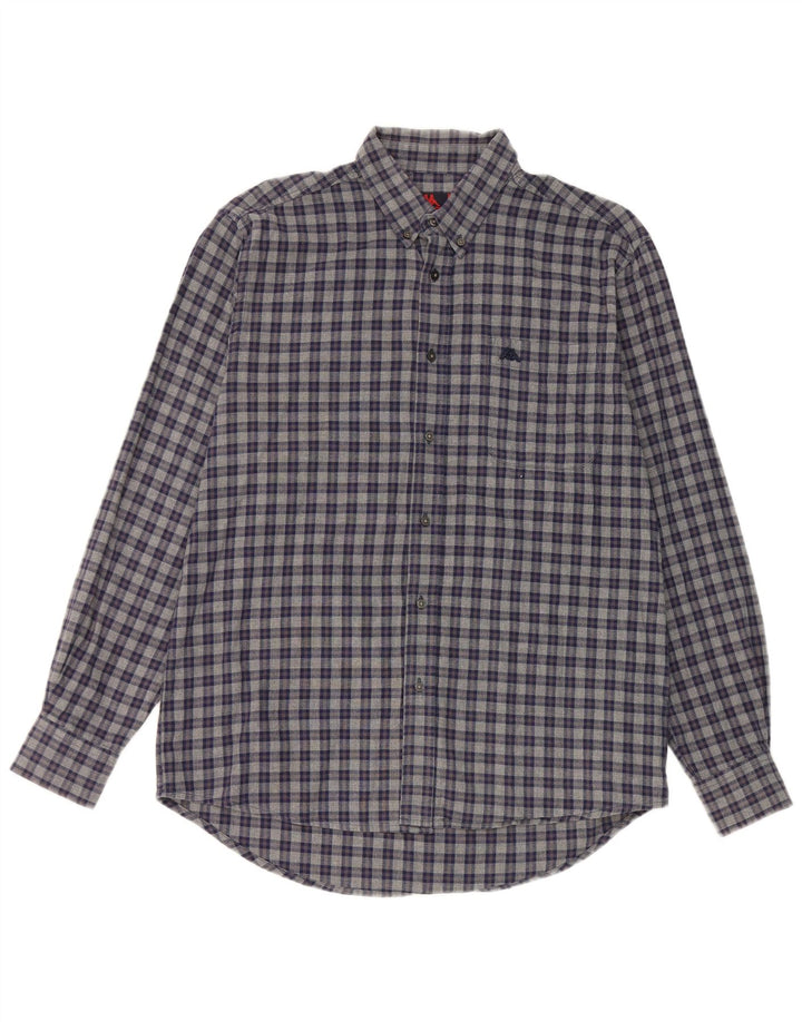 Camicia Kappa da uomo in cotone a quadri blu navy medio