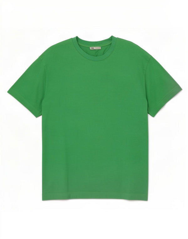 Zara Mens T-Shirt Top Medium Green Cotton
