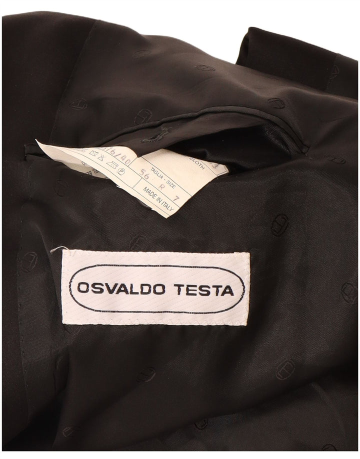 Osvaldo Testa Mens Double Breasted Blazer Jacket UK 40 Large Black