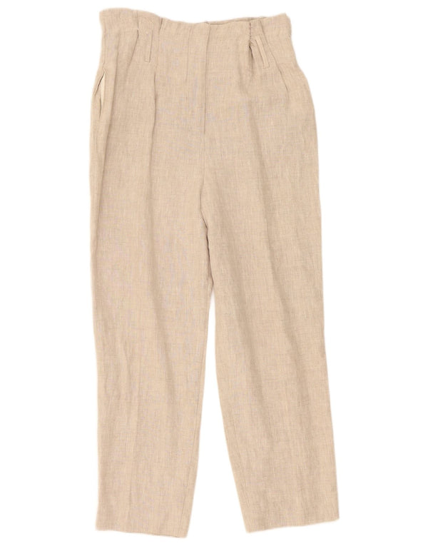 Pantaloni chino a vita alta con pegging da donna Zara medi W30 L26 lino beige