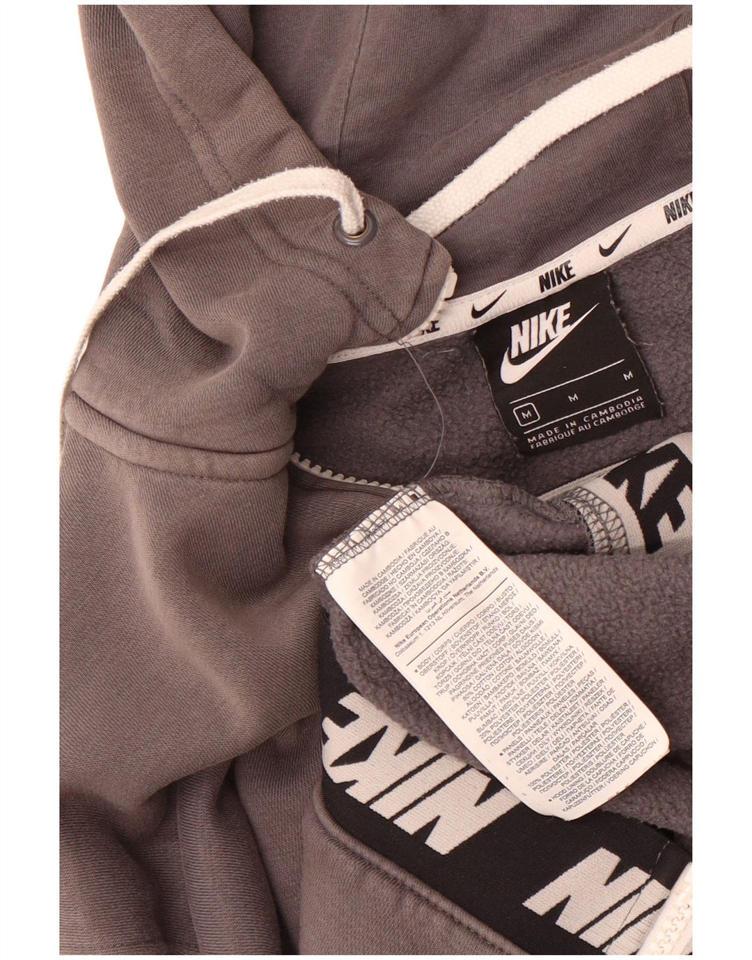 Nike Mens Graphic Zip Hoodie Sweater Medium Grey Colourblock Cotton