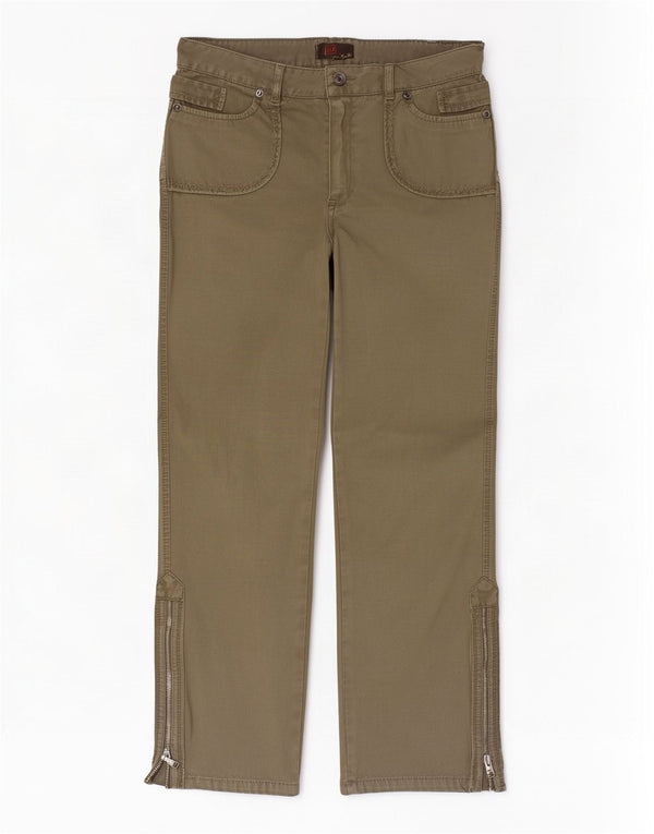 Liu Jo Womens Straight Casual Trousers W32 L31 Khaki Cotton