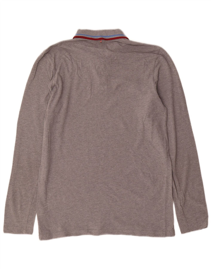 Pretty Green Mens Long Sleeve Polo Shirt Medium Grey Cotton