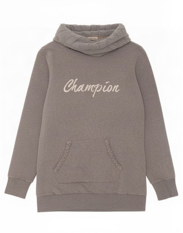 Champion Womens Graphic Sweatshirt Jumper UK 12 Medium Grey Cotton