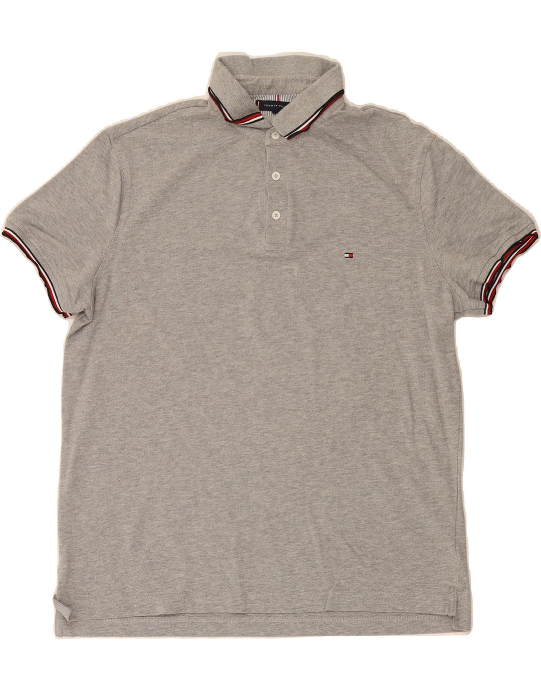 TOMMY HILFIGER Mens Polo Shirt 2XL Grey Cotton Vintage Tommy Hilfiger and Second-Hand Tommy Hilfiger from Messina Hembry 