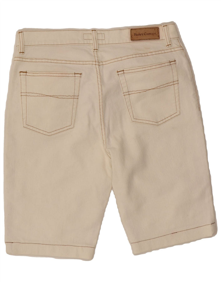 HENRY COTTONS Womens Denim Shorts W30 Medium Off White Cotton Vintage Henry Cottons and Second-Hand Henry Cottons from Messina Hembry 