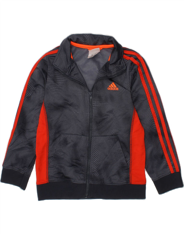 ADIDAS Boys Tracksuit Top Jacket 5-6 Years Grey Spotted Polyester Vintage Adidas and Second-Hand Adidas from Messina Hembry 