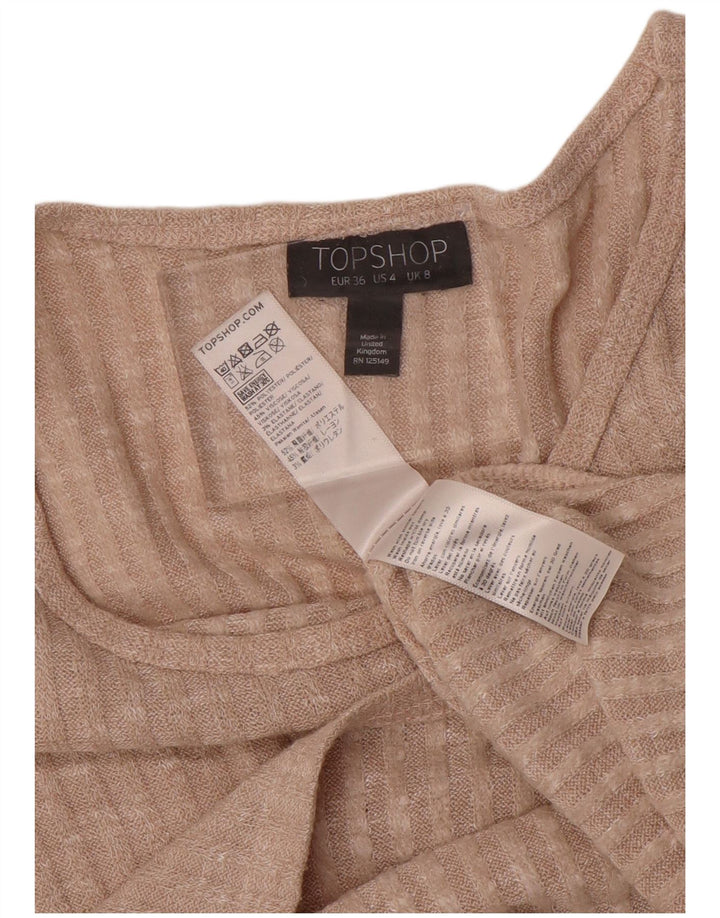 Topshop Womens Crop Oversized Top Long Sleeve UK 8 Small Beige