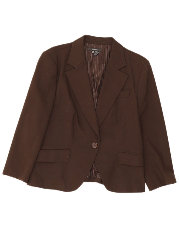 Zara Womens 1 Button Blazer Jacket EU 44 XL Brown Polyester