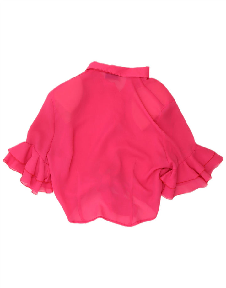 ACCORDO Womens Short Sleeve Shirt Blouse UK 12 Medium Pink Polyester