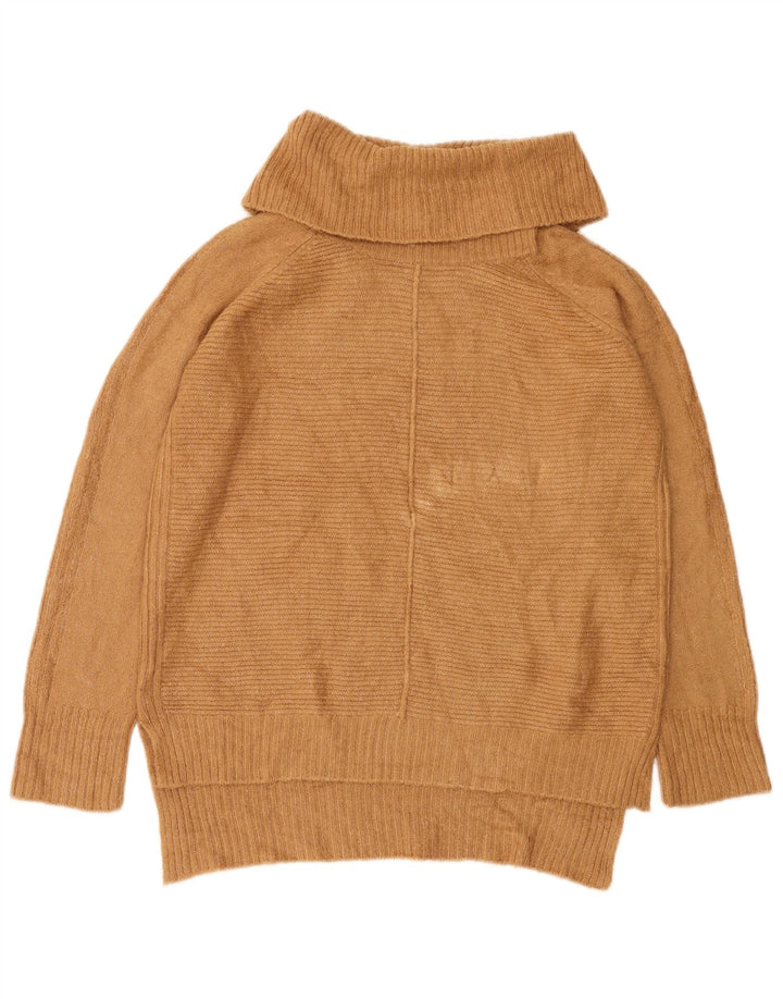 Oasis Womens Oversized Roll Neck Jumper Sweater UK 10 Small Beige Acrylic