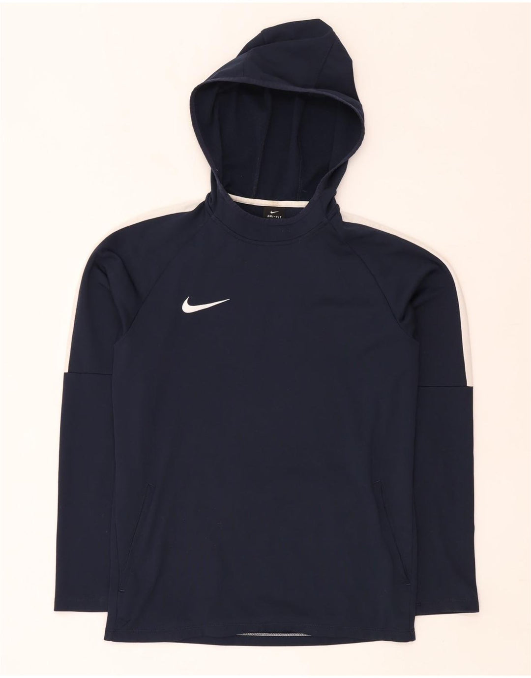 Maglia con cappuccio Nike Dri Fit da uomo, piccola, in poliestere color block blu navy