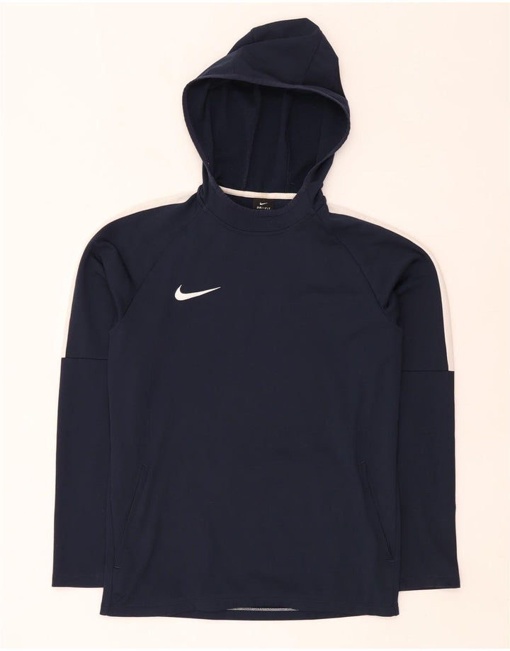Maglia con cappuccio Nike Dri Fit da uomo, piccola, in poliestere color block blu navy