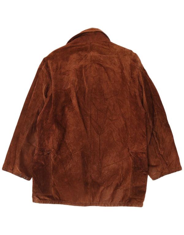 Vintage Womens Suede Overcoat UK 18 XL Brown