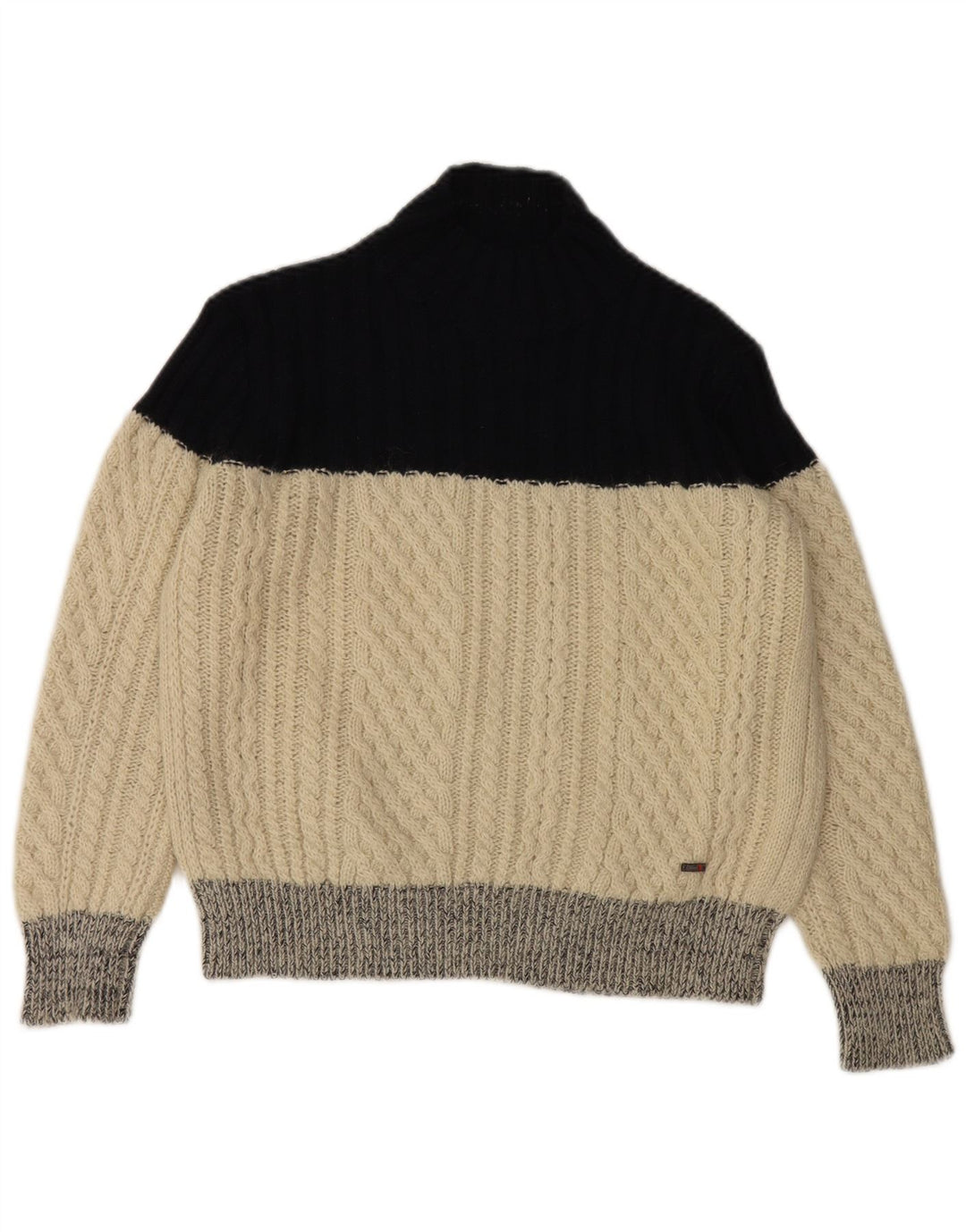 Slam Womens Turtle Neck Jumper Sweater UK 14 Medium Off White Colourblock