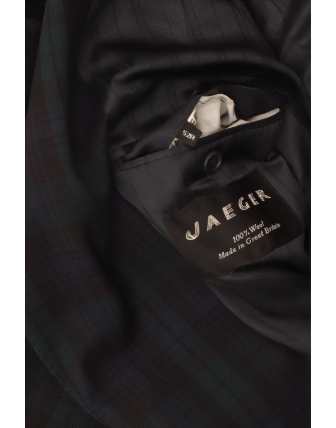 Jaeger Veste blazer croisée pour homme IT 52 XL en laine à carreaux bleu marine