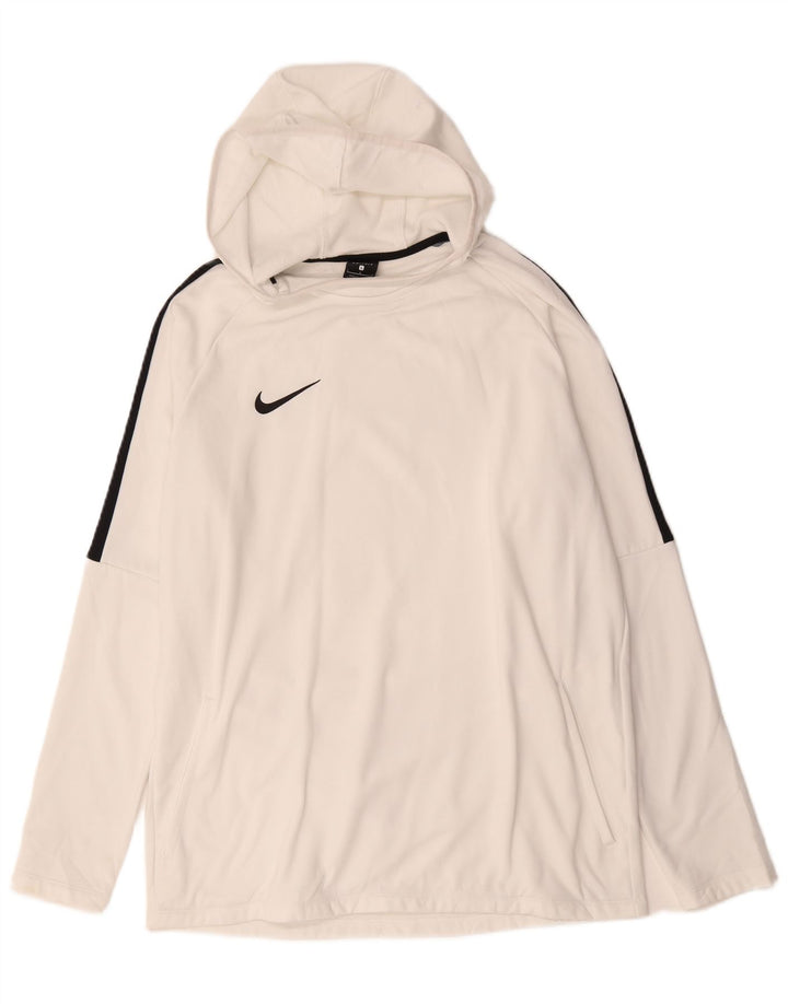 Nike Herre Dri Fit Hoodie Jumper Large White Colourblock Polyester
