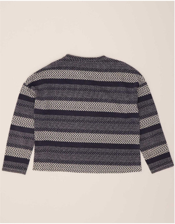 Zara Womens Trafaluc Top Long Sleeve UK 10 Small Navy Blue Striped