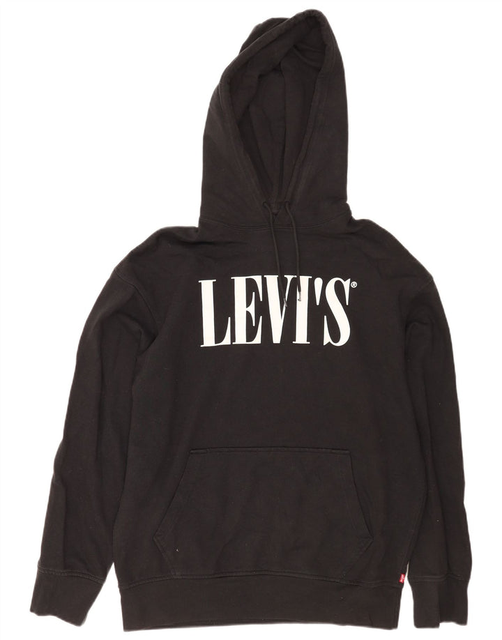 Levi's Mens Graphic Relaxed Fit Hoodie Jumper Medium Black Cotton