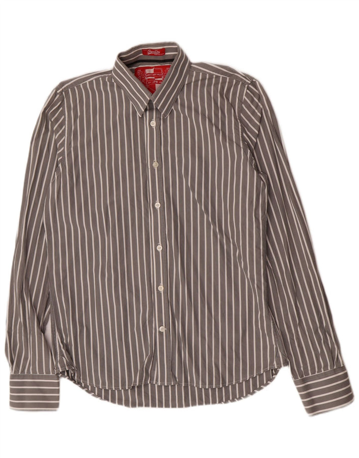 Superdry Mens Shirt 2XL Grey Pinstripe Cotton
