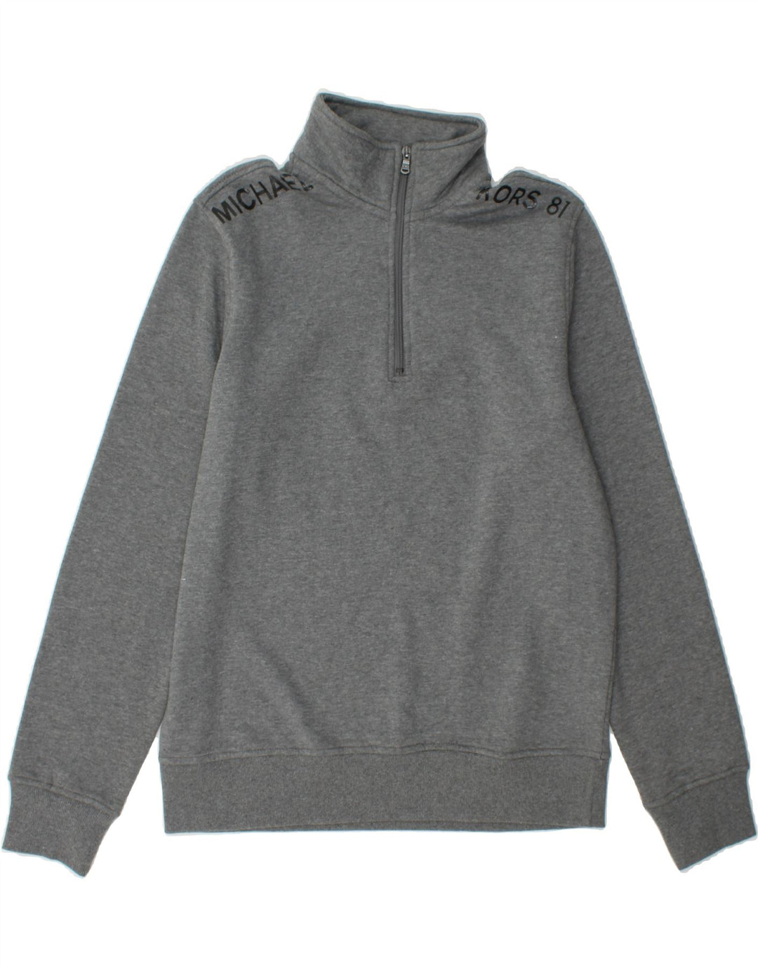 MICHAEL KORS Mens Graphic Zip Neck Sweatshirt Jumper Medium Grey Cotton Vintage Michael Kors and Second-Hand Michael Kors from Messina Hembry 