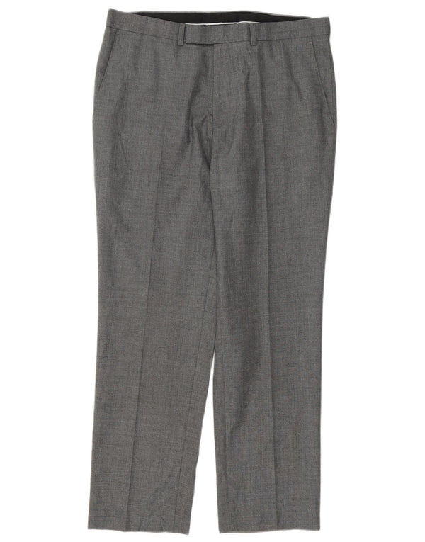 Marks & Spencer Mens Straight Suit Trousers W34 L29 Grey Polyester