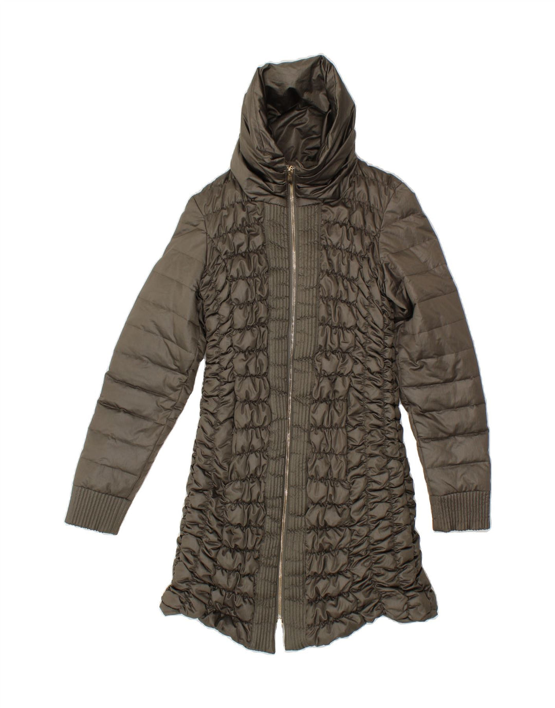 MAX & CO. Womens Hooded Padded Coat UK 10 Small Khaki Polyester Vintage Max & Co. and Second-Hand Max & Co. from Messina Hembry 