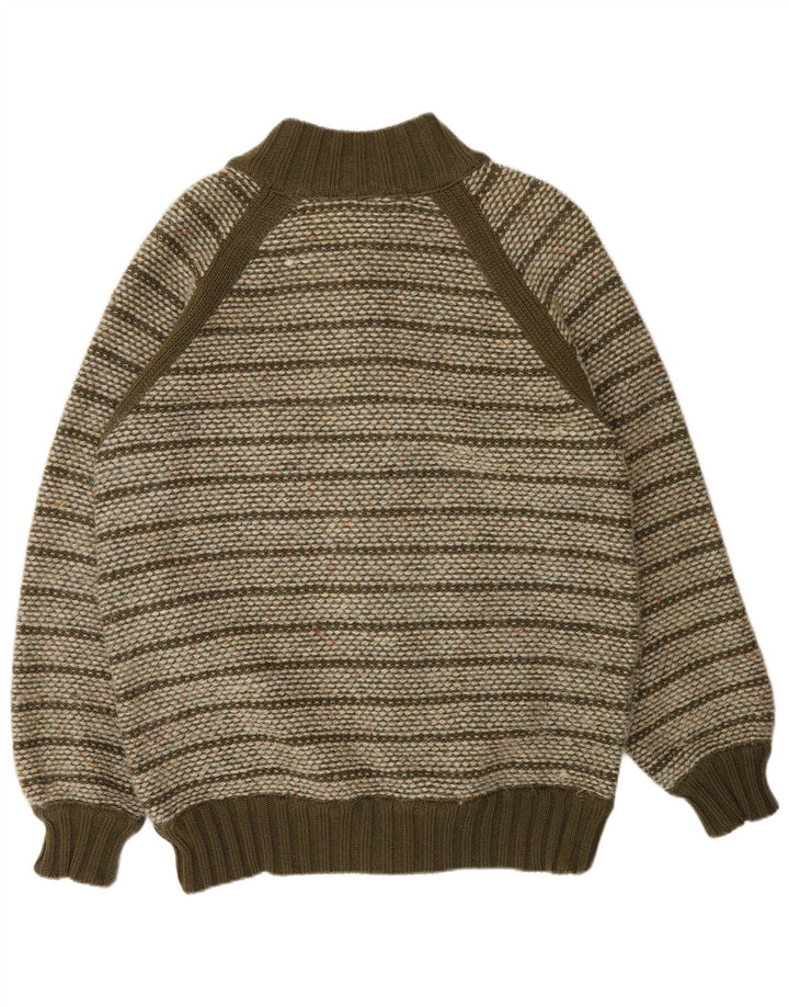 Missoni Maglione cardigan da uomo in lana a righe kaki medie