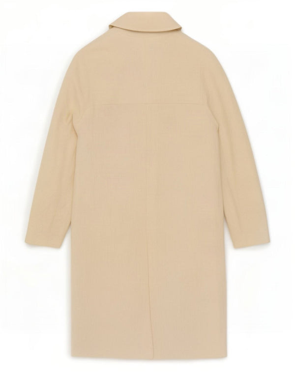 Zara Mujer Abrigo Cruzado UK 44 Viscosa Blanca Mediana