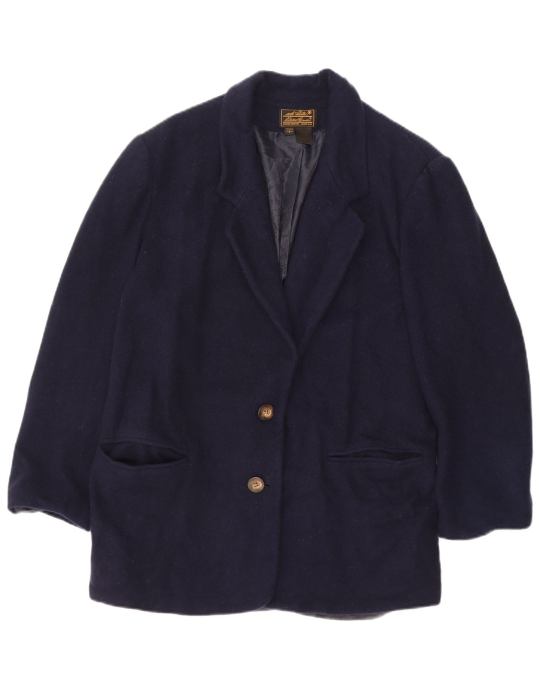 EDDIE BAUER Womens Grant Fit 2 Button Blazer Jacket UK 16 Large Navy Blue