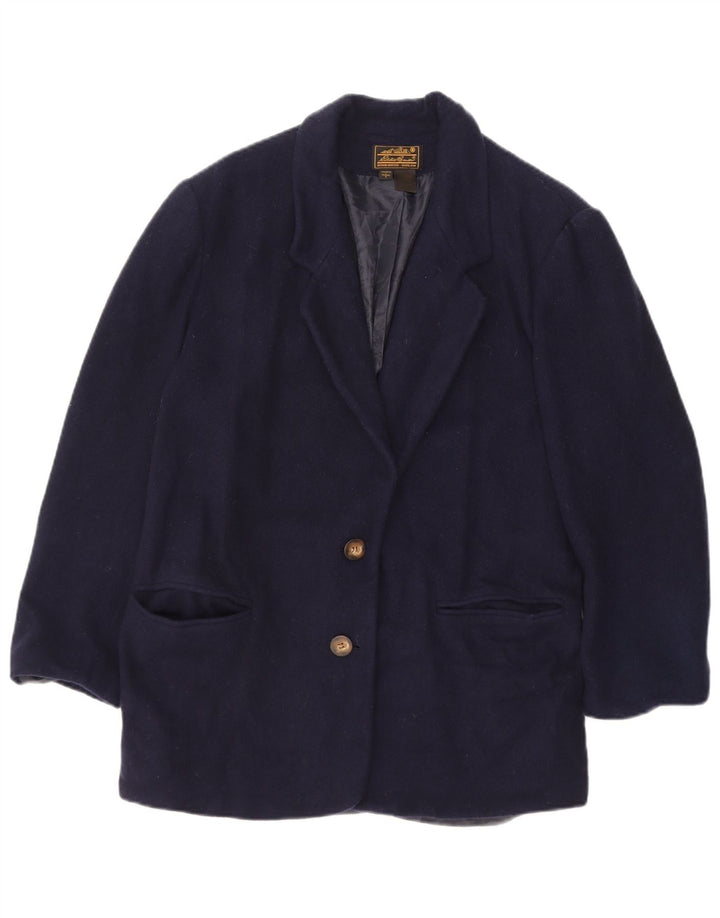 EDDIE BAUER Womens Grant Fit 2 Button Blazer Jacket UK 16 Large Navy Blue