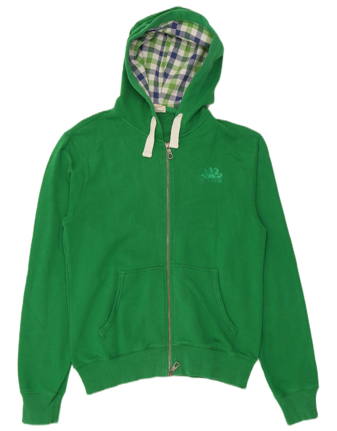 Sundek Herren-Kapuzenpullover mit Reißverschluss, mittelgrüne Baumwolle