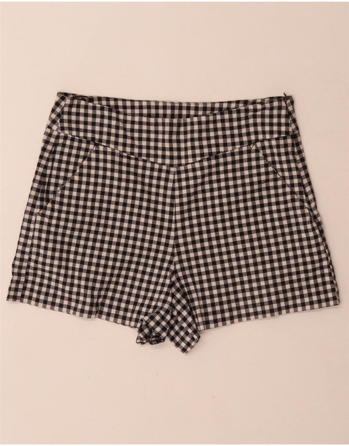 Zara Womens Trafaluc Hot Pants Medium W28  Black Gingham Cotton