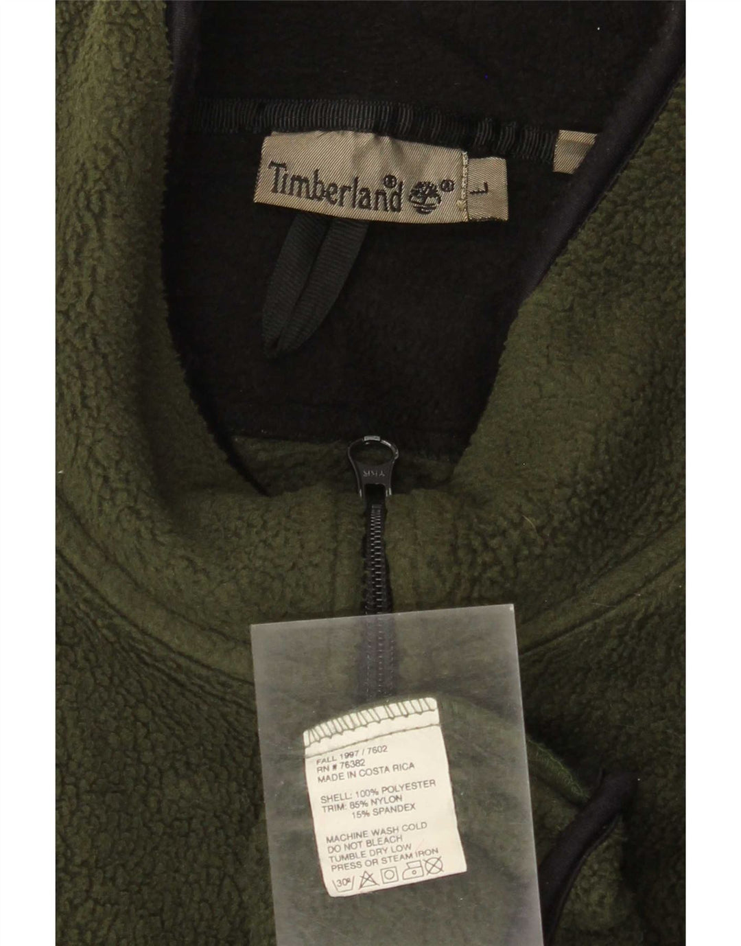 Jaqueta de lã masculina Timberland UK 40 poliéster verde grande