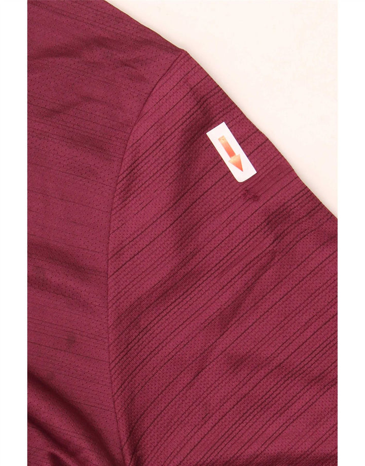 Nike Mens Dri Fit T-Shirt Top Large Burgundy Striped Polyester