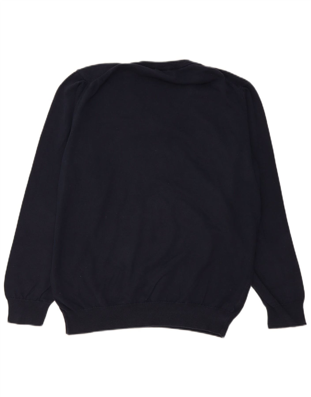 Gant Mens V-Neck Jumper Sweater Large Navy Blue Cotton