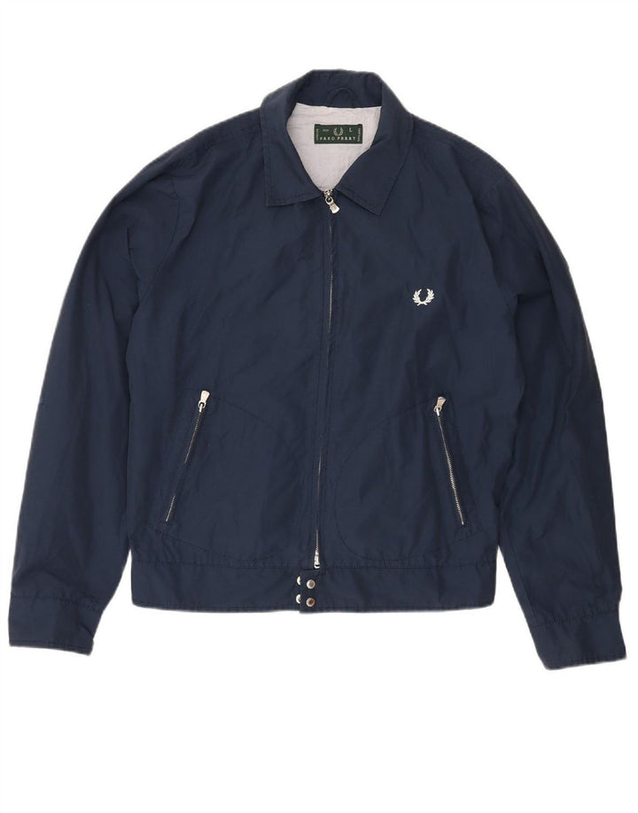 FRED PERRY Chaqueta bomber para hombre UK 40 Grande Azul marino Algodón