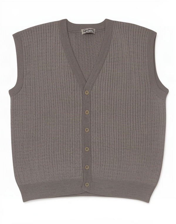Vintage Mens Cardigan Sweater XL Grey Merino Wool