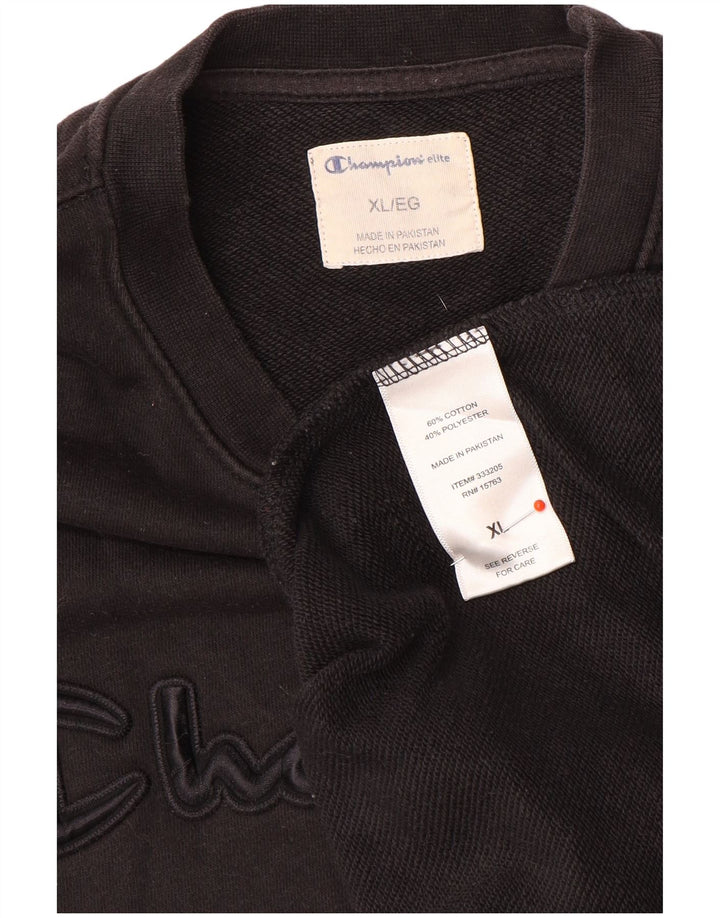 Champion Mens Graphic Sweatshirt Jumper XL Black Cotton