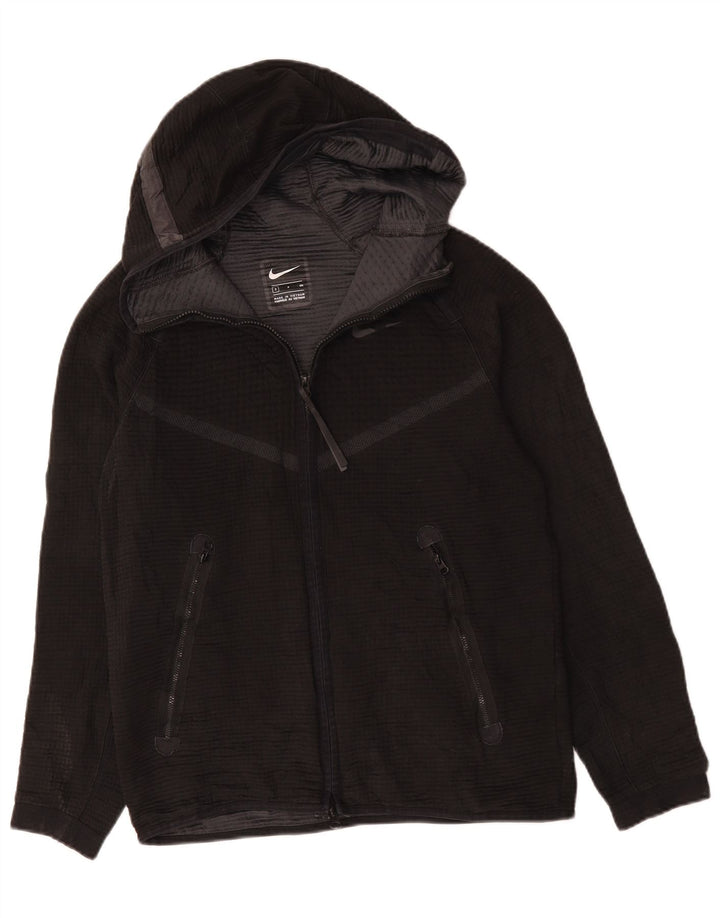 NIKE Mens Zip Hoodie Sweater Small Black Polyester