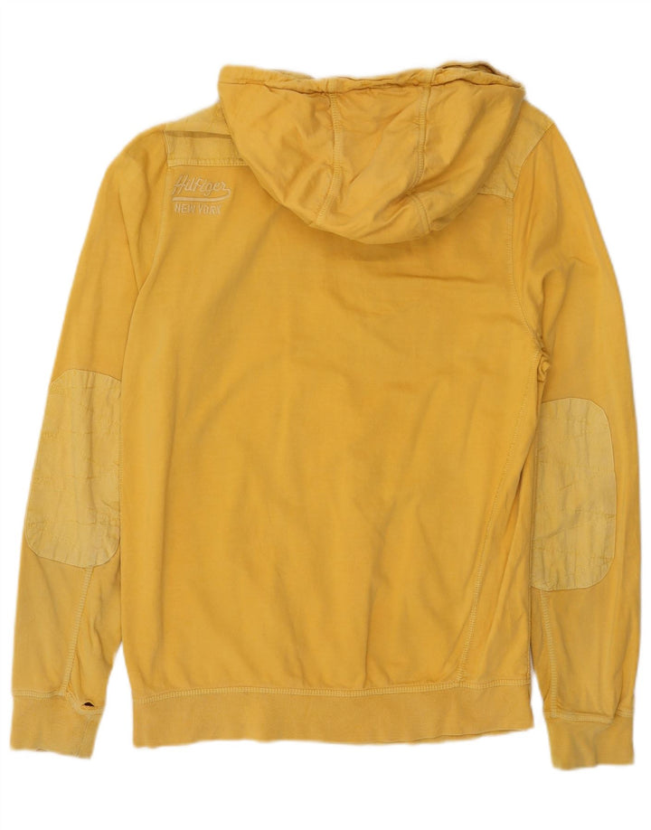 TOMMY HILFIGER Mens Zip Neck Hoodie Jumper Medium Yellow
