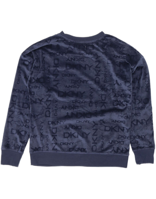 Dkny Dame Oversized Graphic Sweatshirt Jumper UK 10 Small Navy Blue