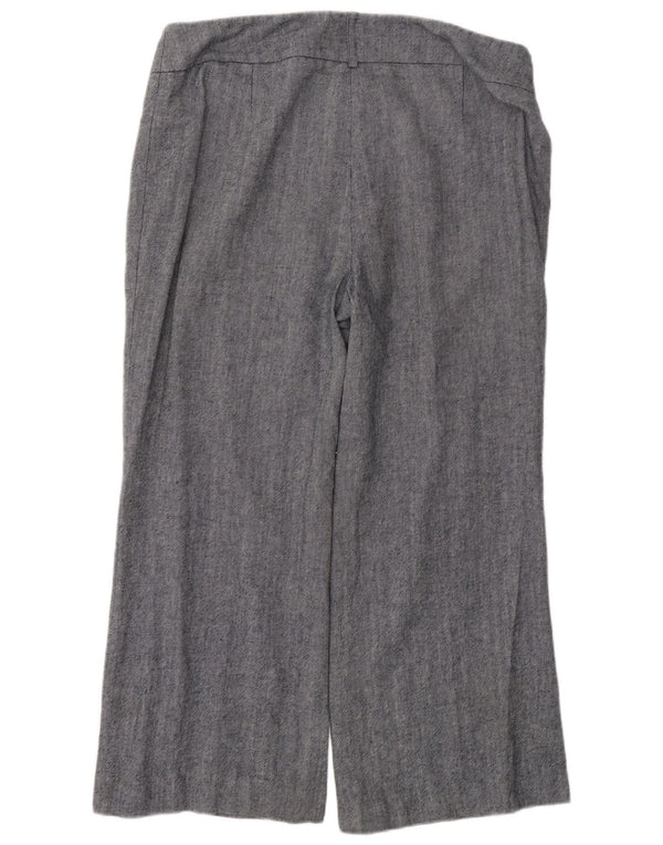 Marks & Spencer Womens High Waist Cropped Trousers UK 16 Large W34 L26 Navy
