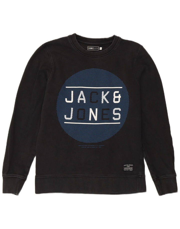 Jack & Jones Mens Graphic Sweatshirt Jumper Small Black Cotton